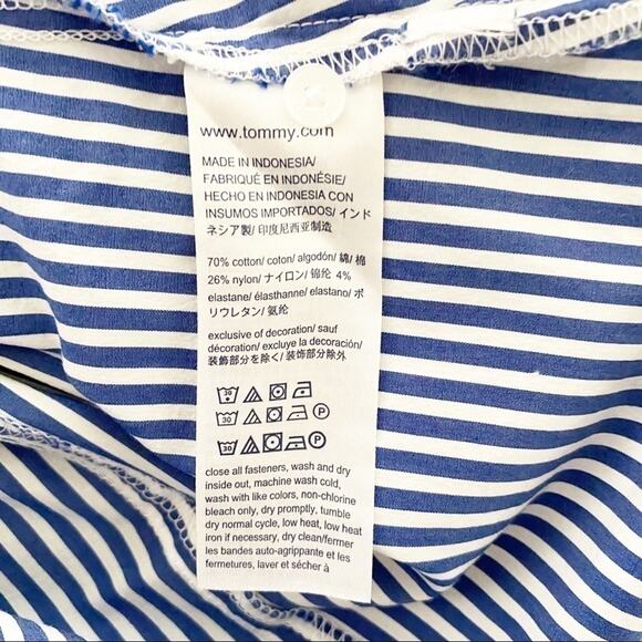 Tommy Hilfiger Blue & White Striped Long Sleeve Cotton-Blend Blouse Size S - Picture 4 of 6